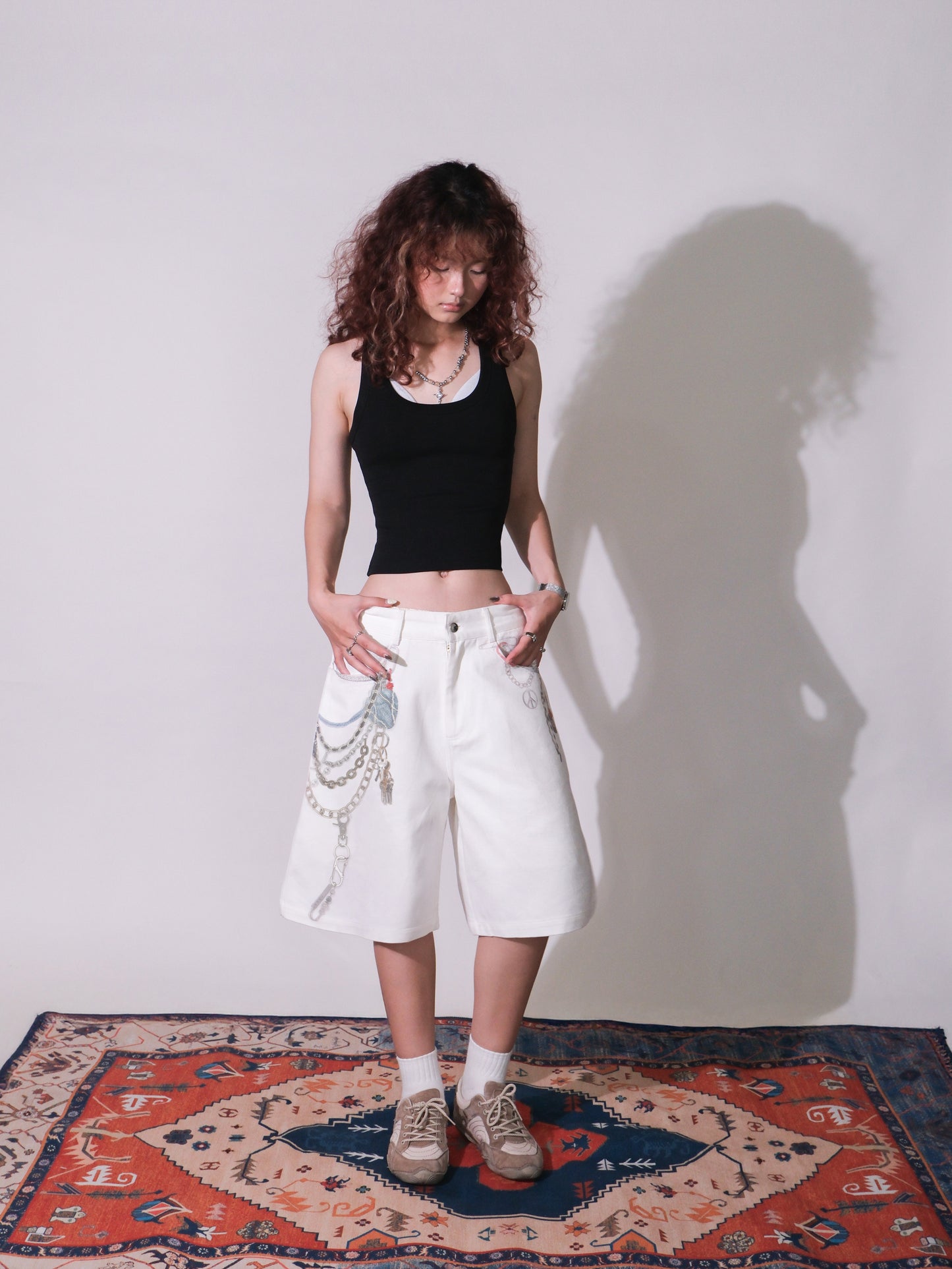 Short denim Chain Key