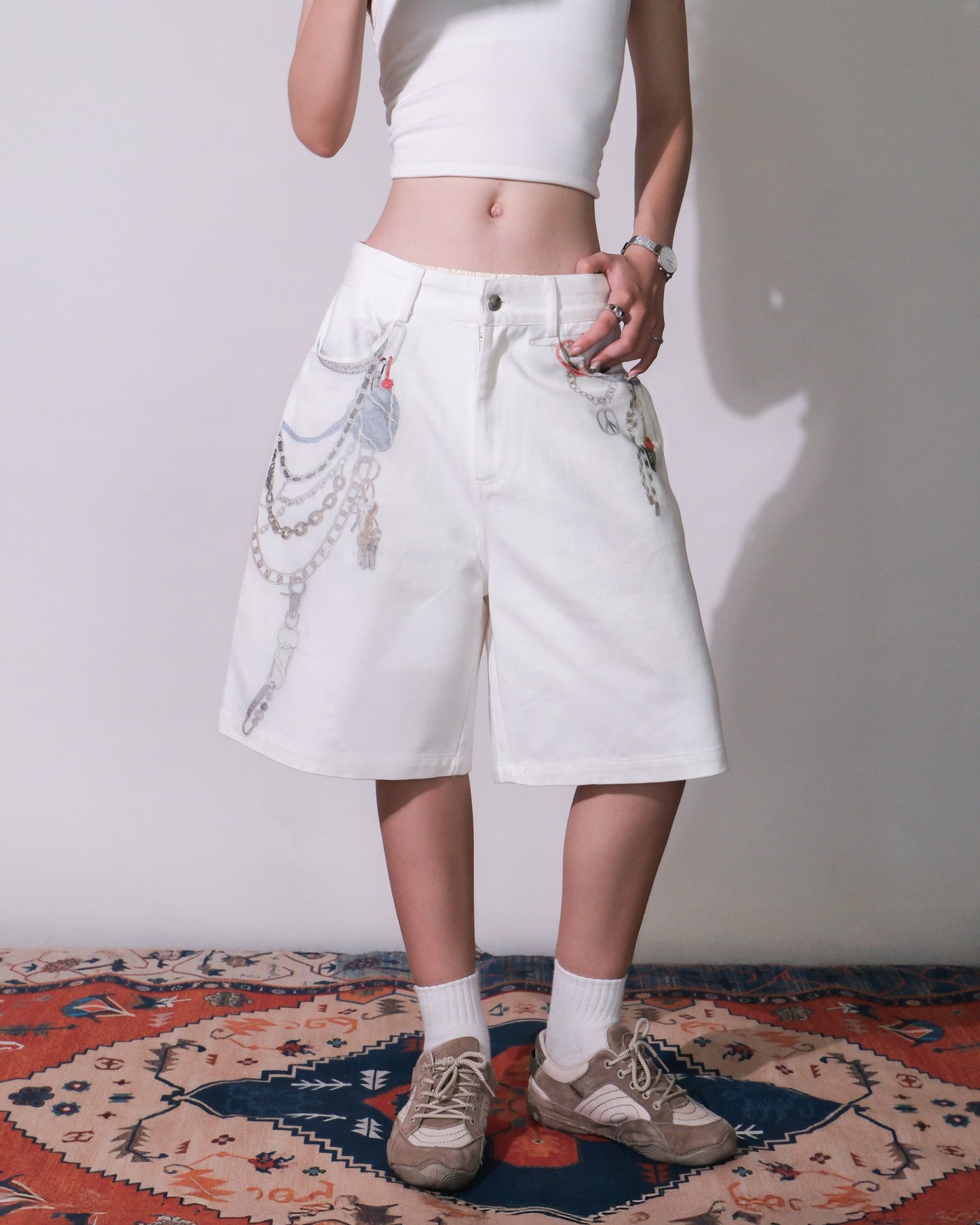 Short denim Chain Key