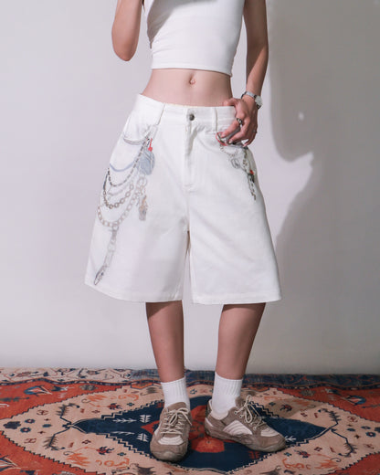 Short denim Chain Key