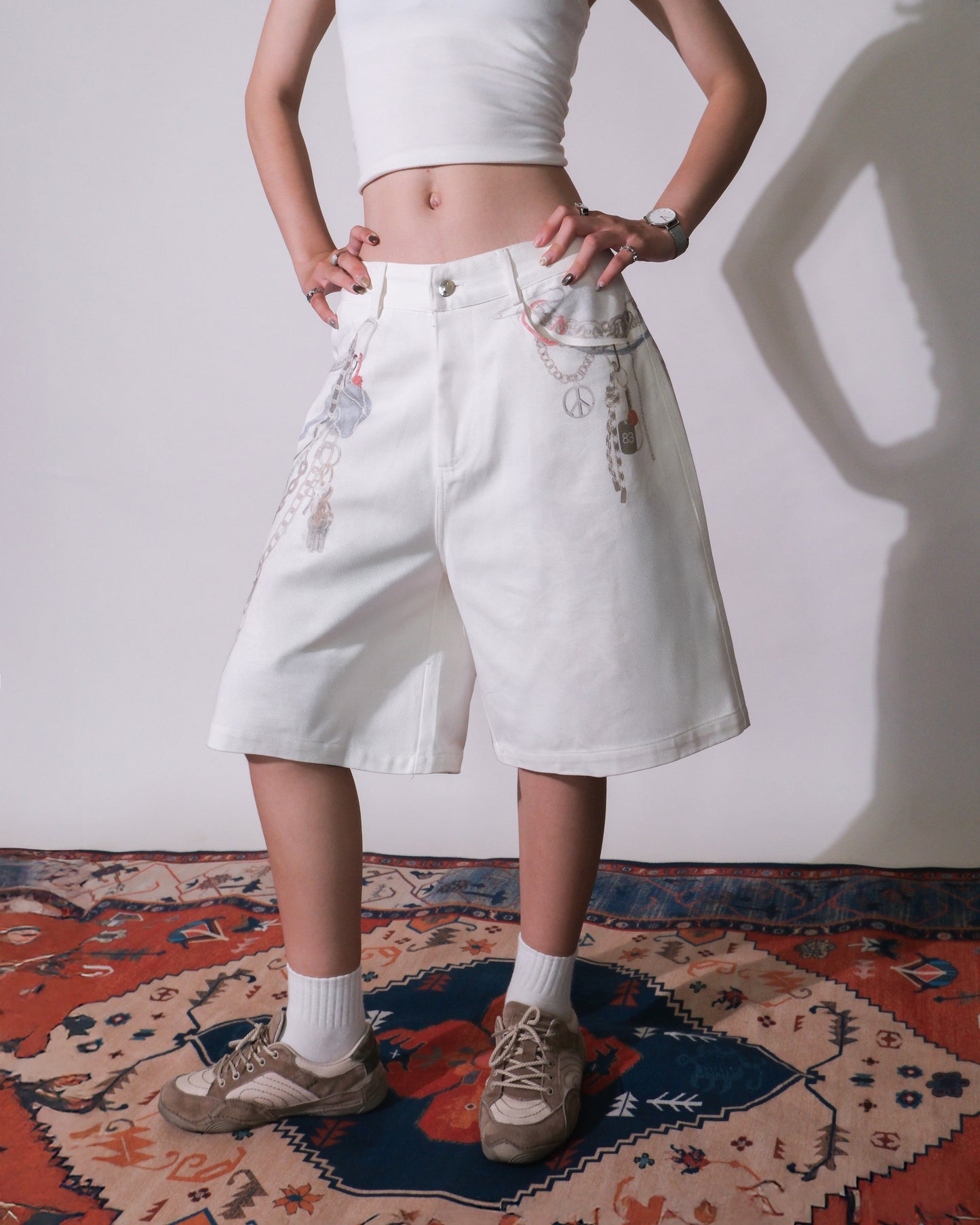 Short denim Chain Key