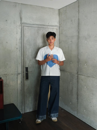 SHIRT White Boxy Blue Heart