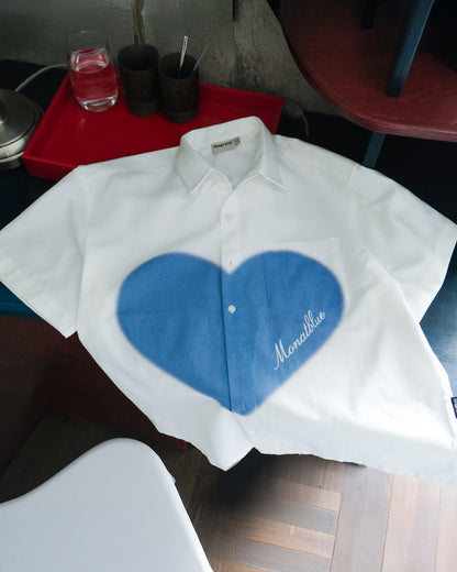 SHIRT White Boxy Blue Heart