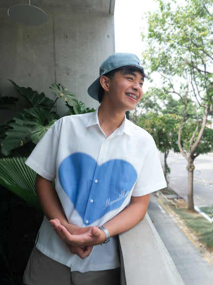 SHIRT White Boxy Blue Heart