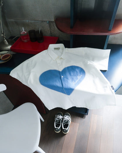 SHIRT White Boxy Blue Heart