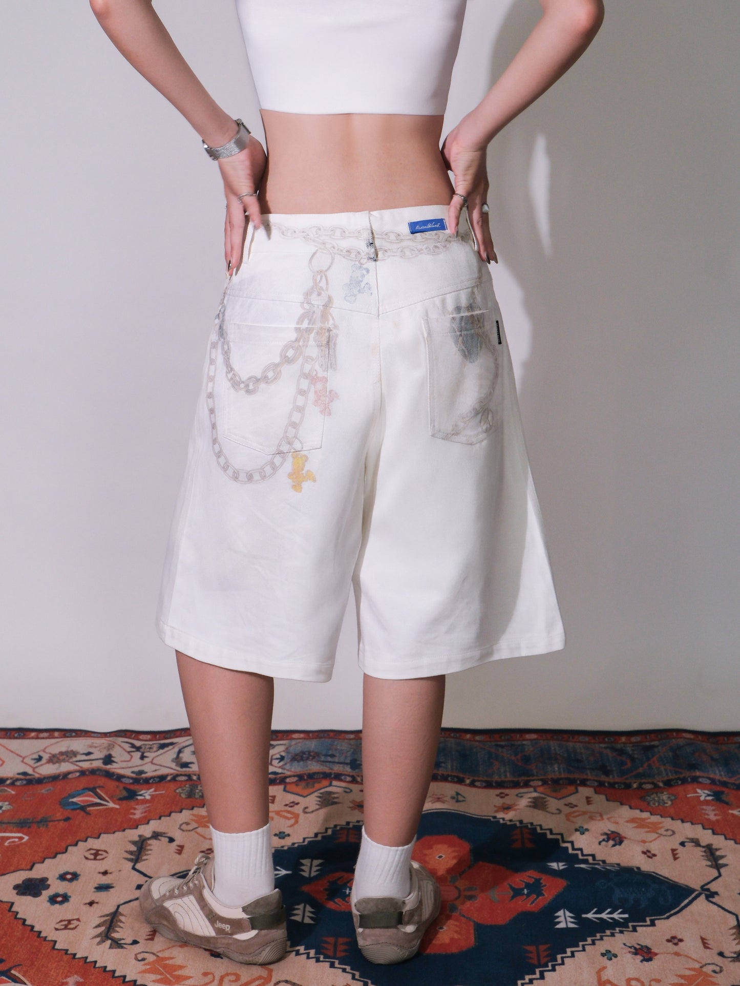 Short denim Chain Key