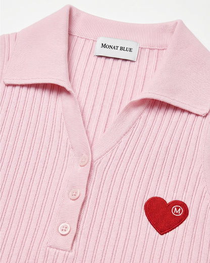 Heart-Embroidered Polo Tanktop