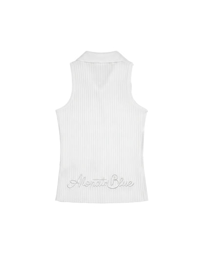 Heart-Embroidered Polo Tanktop