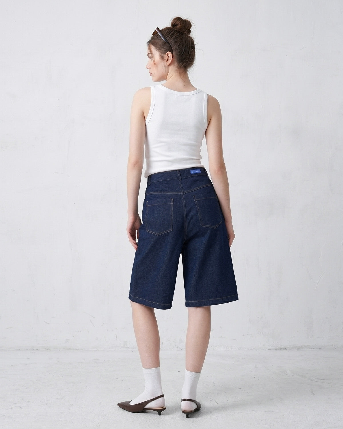 Button Denim Shorts
