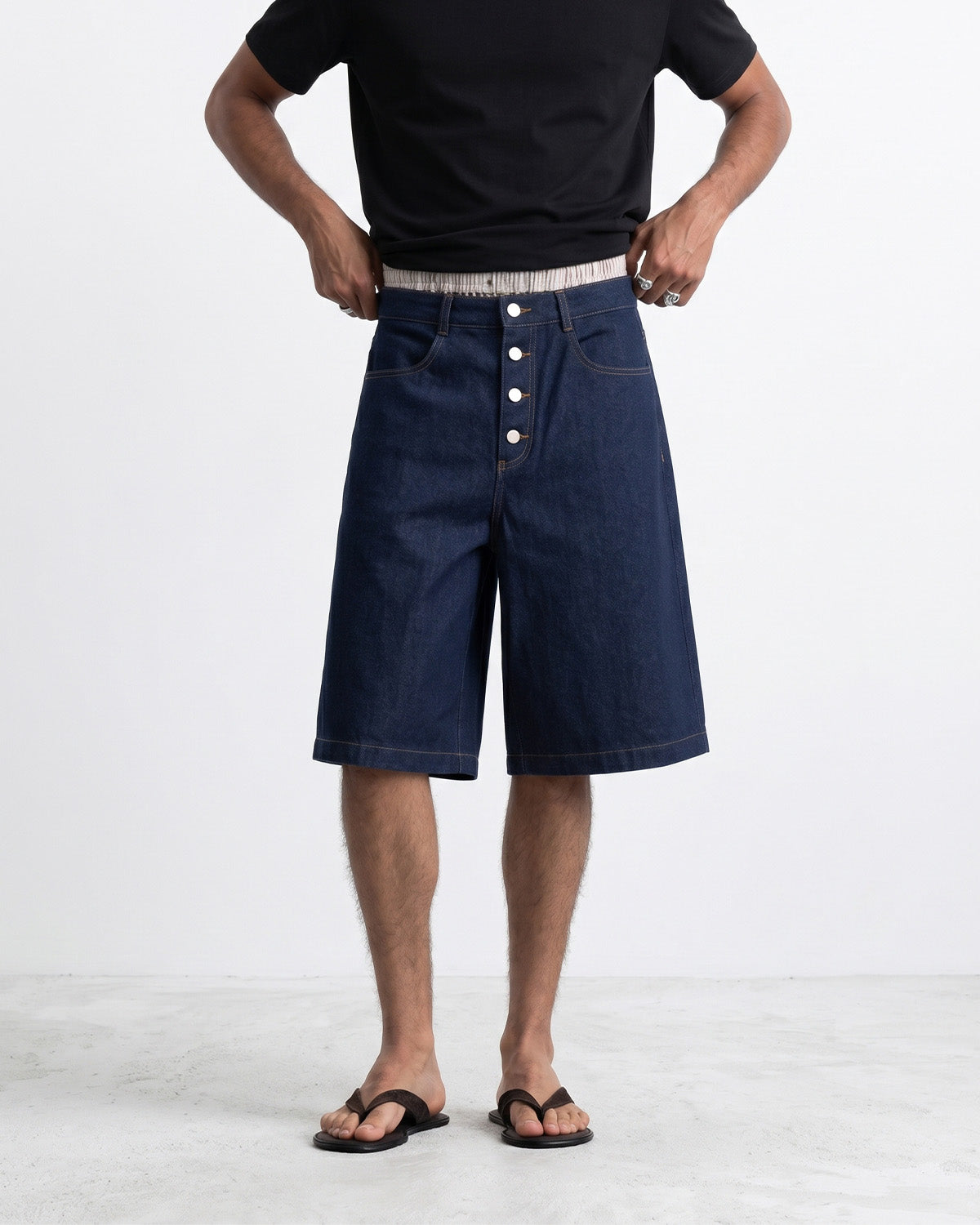 Button Denim Shorts
