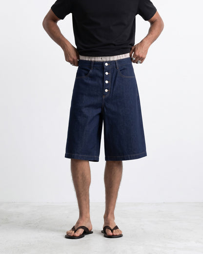 Button Denim Shorts