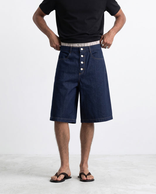Button Denim Shorts