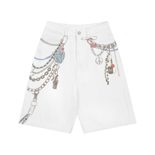 Short denim Chain Key