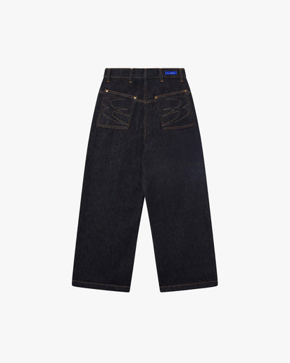 Button Detail Raw Jeans