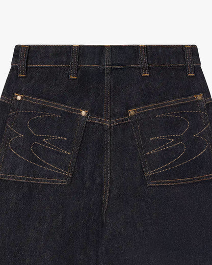 Button Detail Raw Jeans
