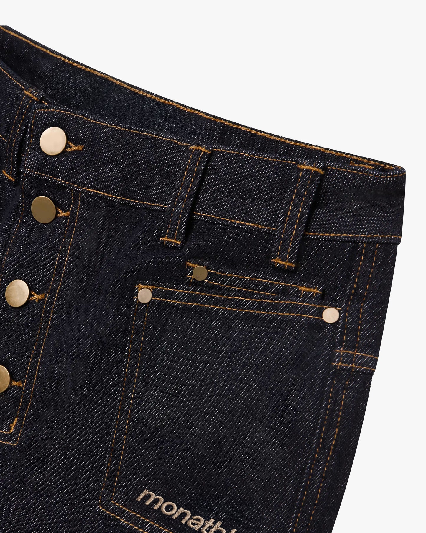 Button Detail Raw Jeans
