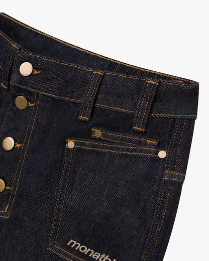 Button Detail Raw Jeans