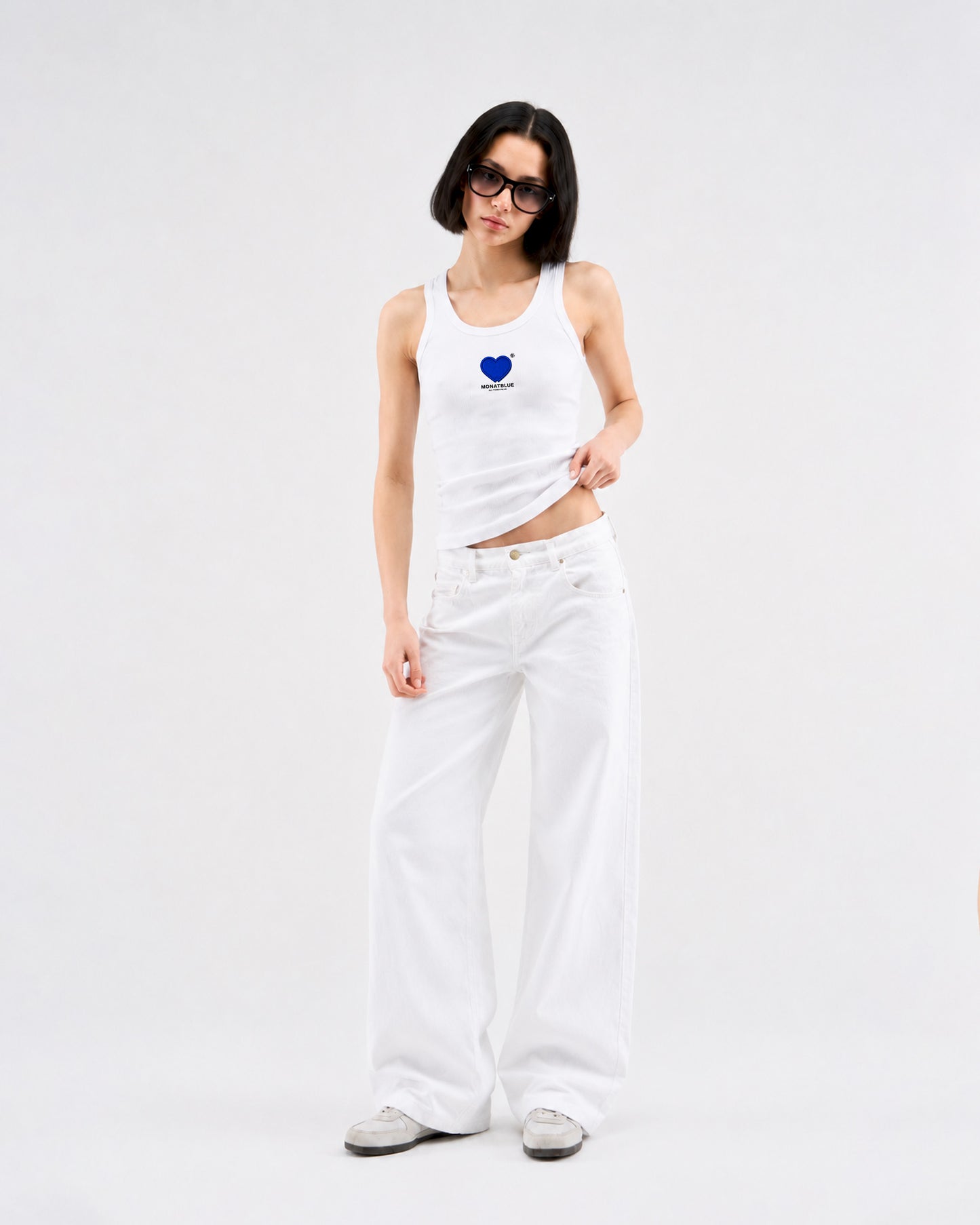 White Twin Heart Tanktop