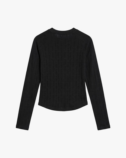 Lace Longsleeves Top - Black