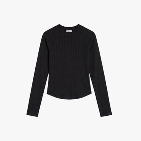 Lace Longsleeves Top - Black