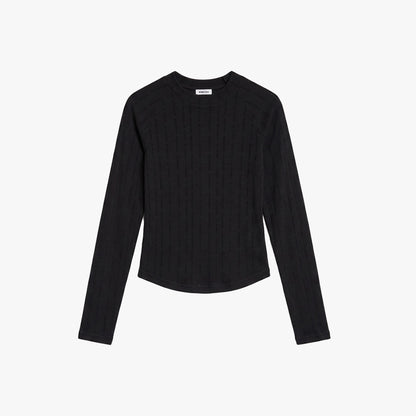 Lace Longsleeves Top - Black