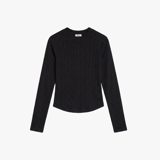 Lace Longsleeves Top - Black