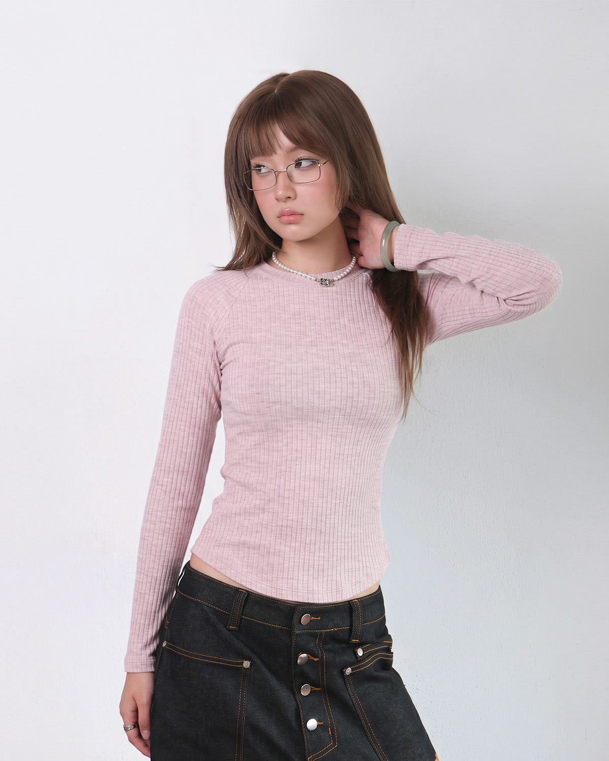 Fit Longsleeves Top - Pink