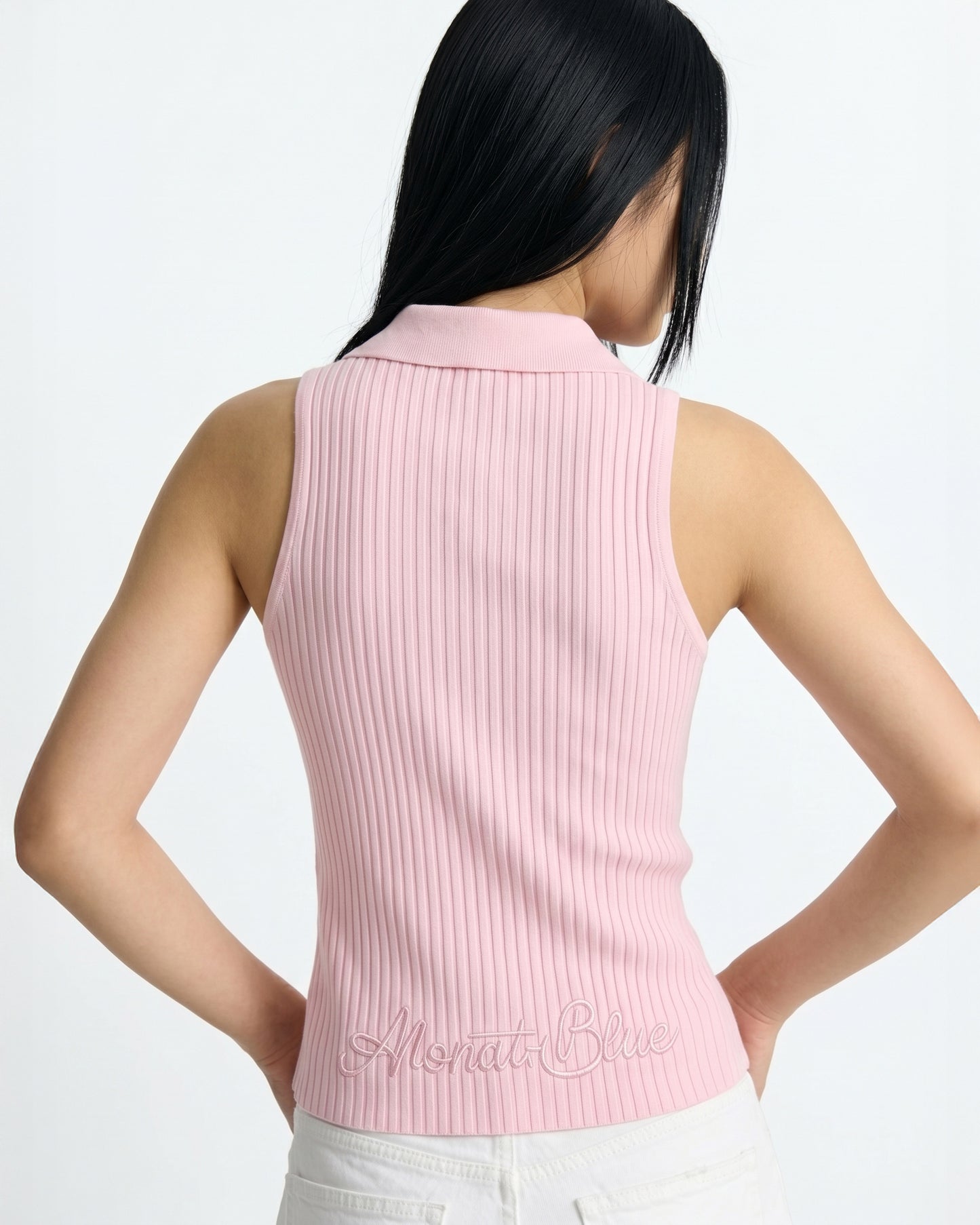 Heart-Embroidered Polo Tanktop
