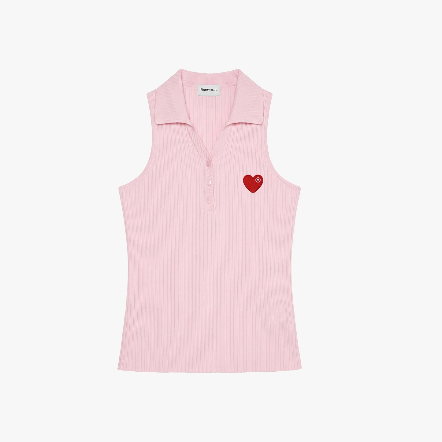 Heart-Embroidered Polo Tanktop