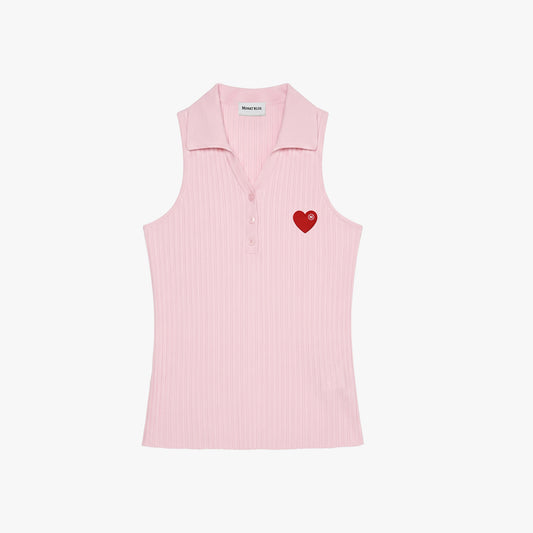 Heart-Embroidered Polo Tanktop